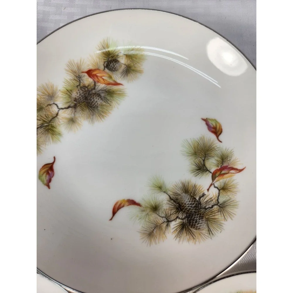 15 Pc Set Seiko Plates & Bowls Pinecone Fall Pattern SEK2 Occupied Japan Vintage
